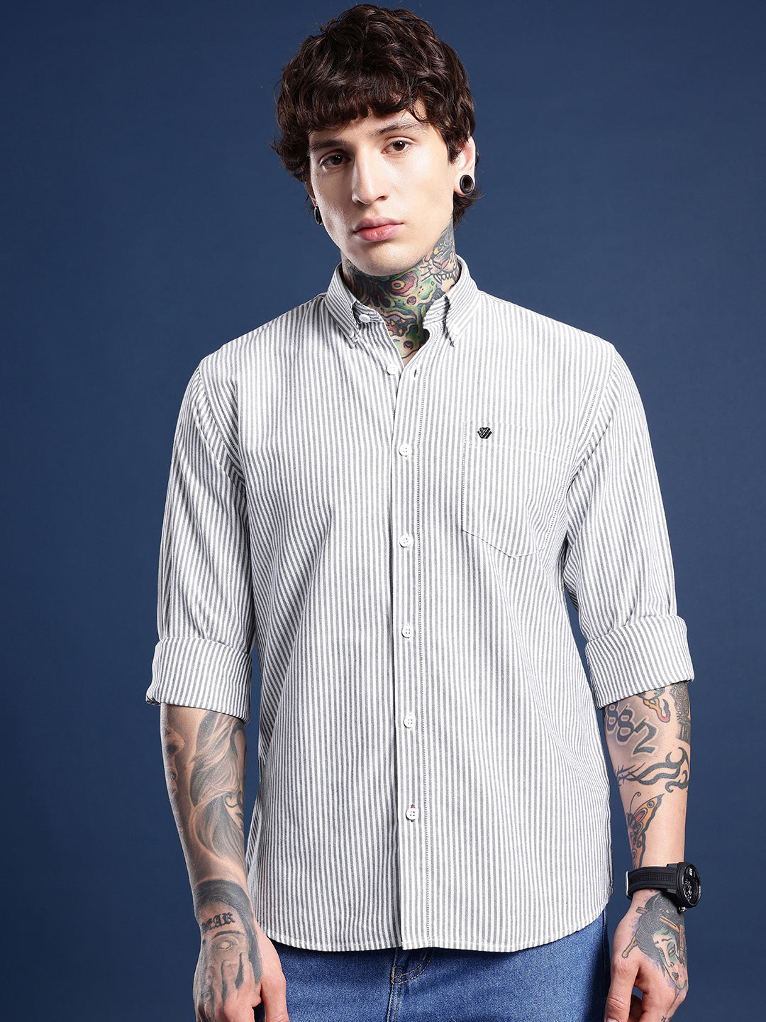 Black Full Sleeve Chambray Cotton Shirt