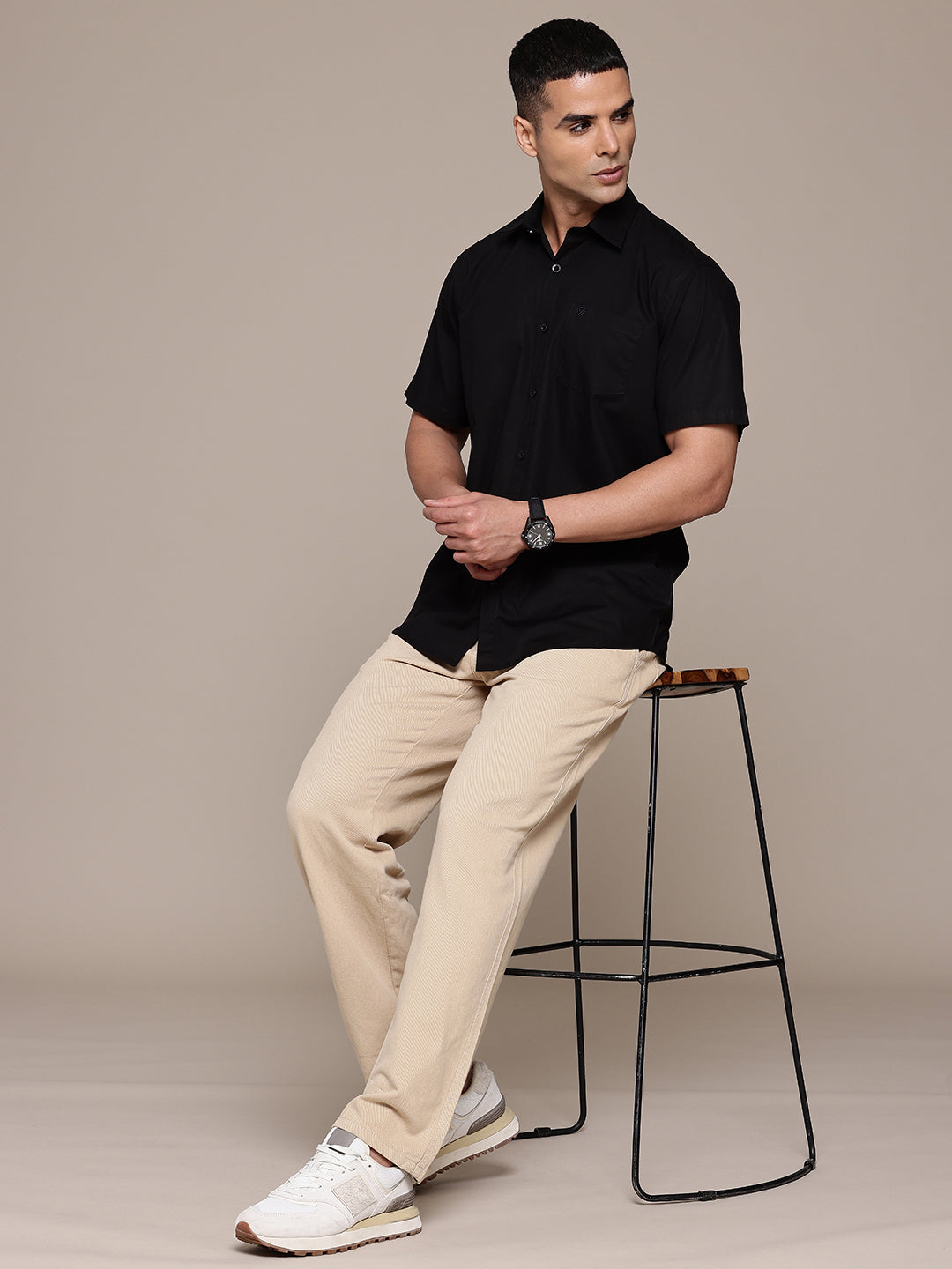 Black Half Sleeve Pure Cotton Shirt