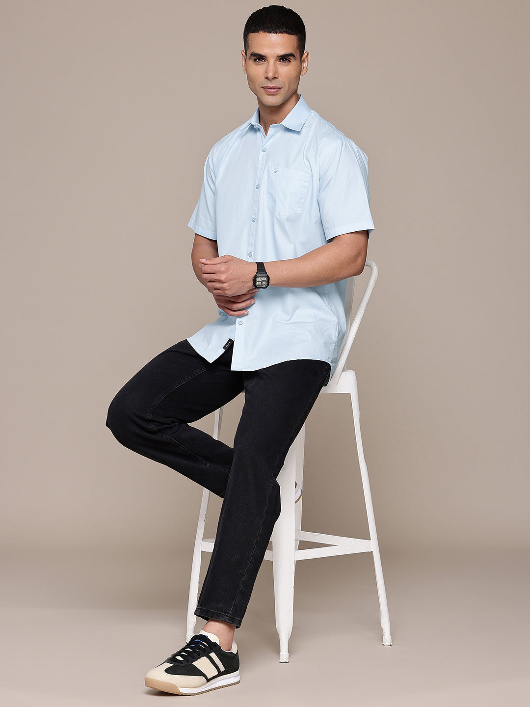 Light Blue Half Sleeve Pure Cotton Shirt