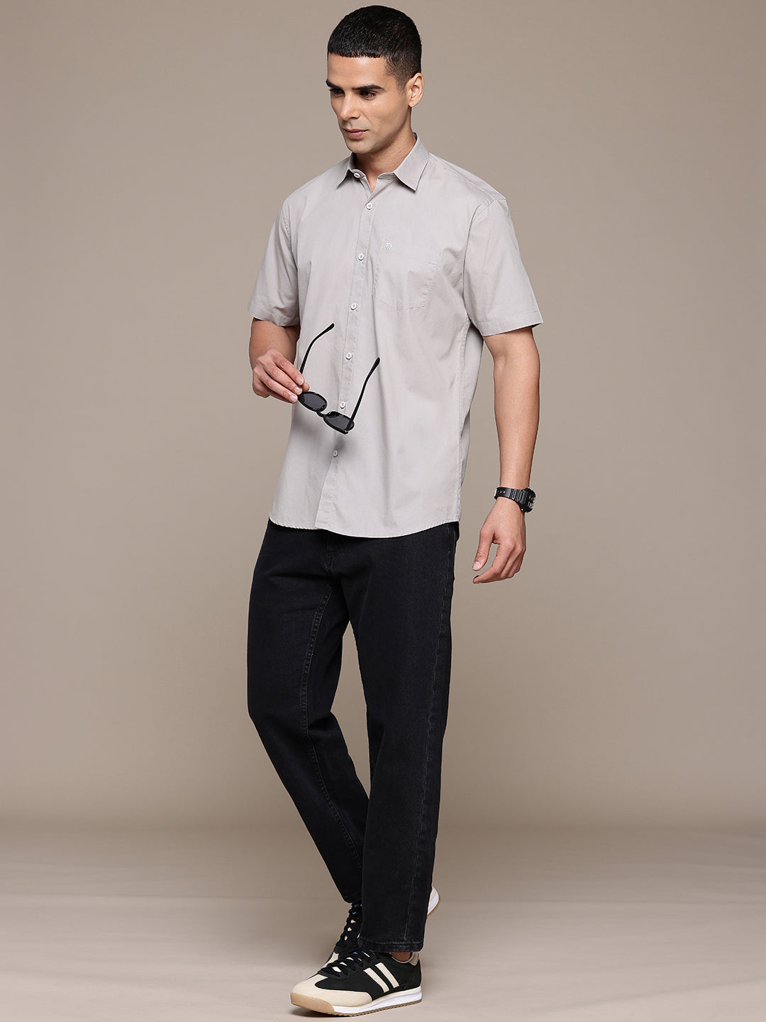Light Grey Half Sleeve Pure Cotton Shirt