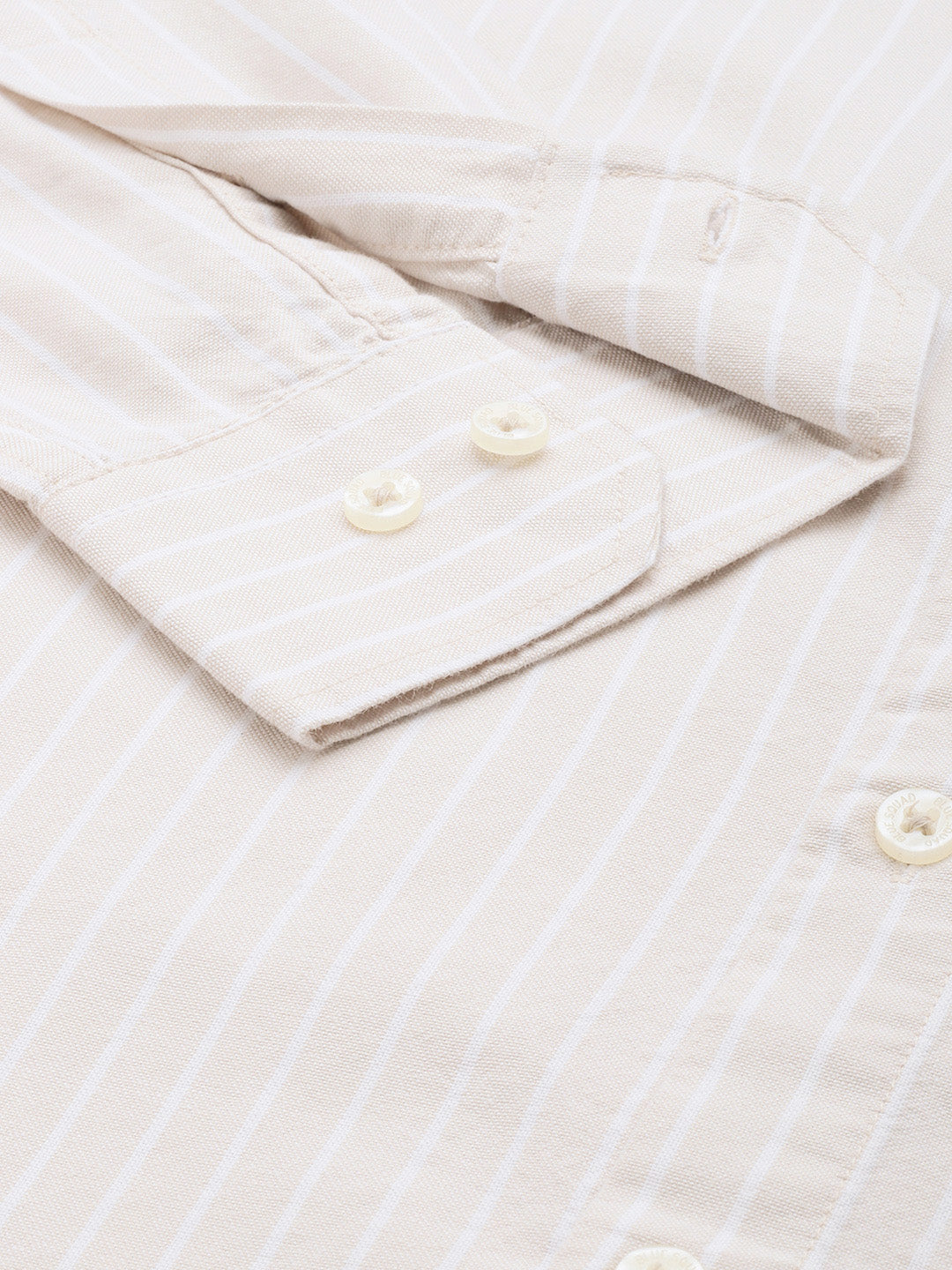 Beige Full Sleeve Chambray Cotton Shirt
