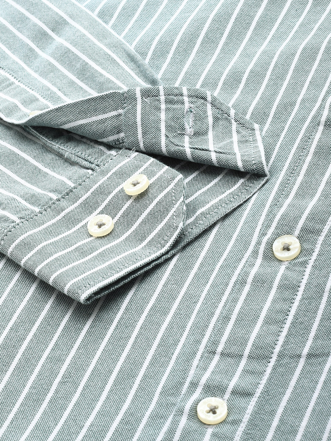 Green Full Sleeve Chambray Cotton Shirt