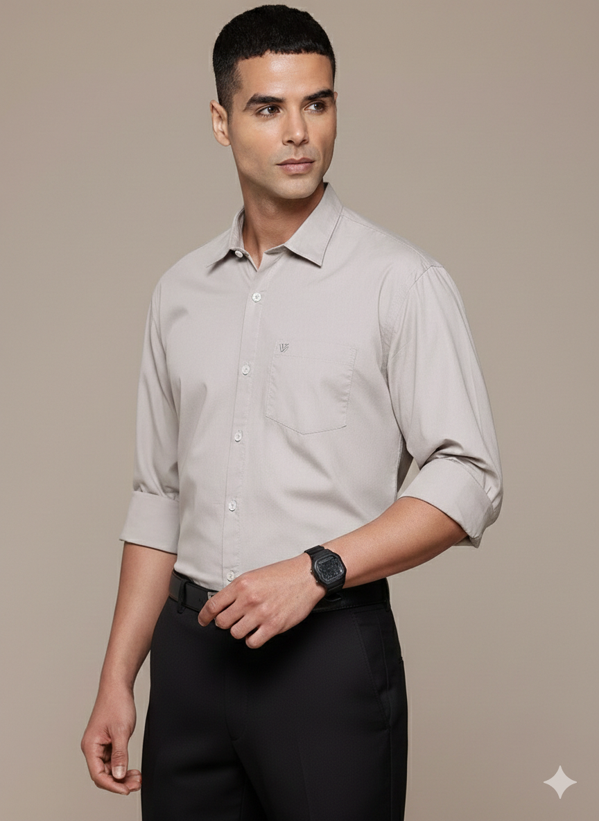 Light Grey Full Sleeve Pure Cotton Shirt