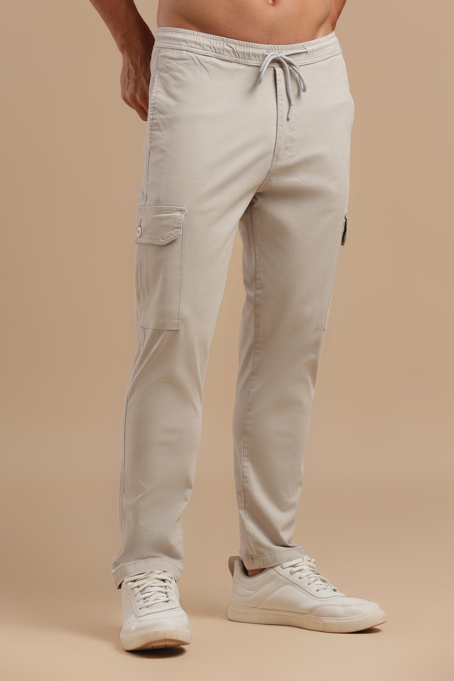 Silver Cotton Straight Fit Cargo