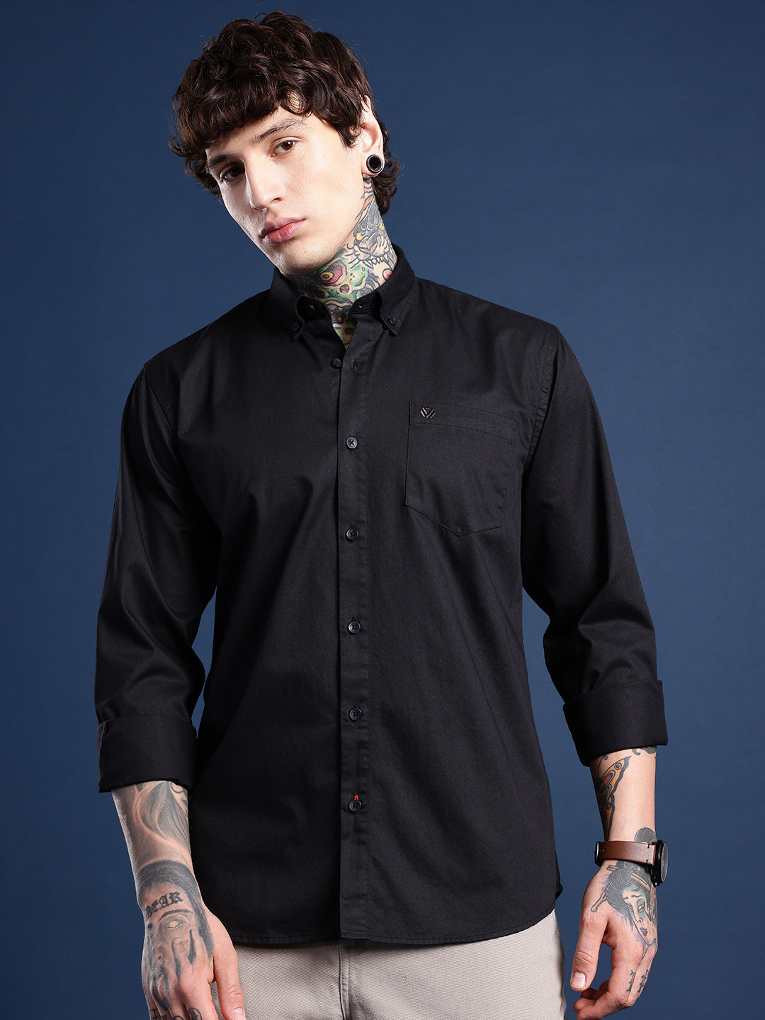 Black Full Sleeve Pure Cotton Shirt