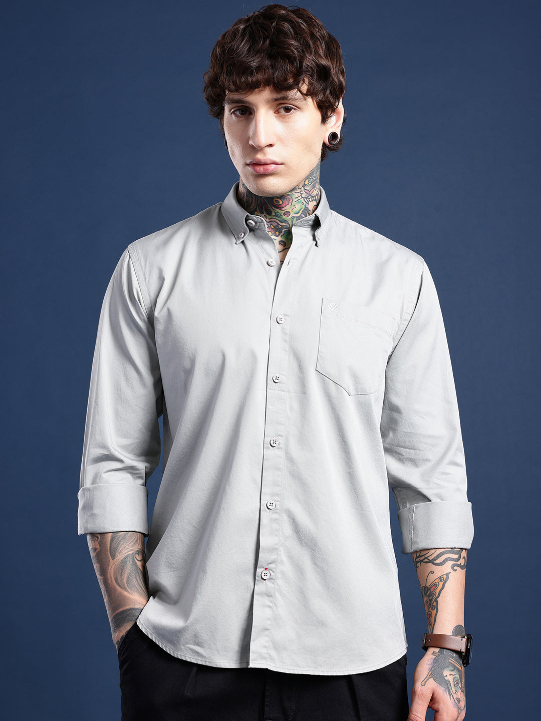 Light Grey Full Sleeve Pure Cotton Shirt