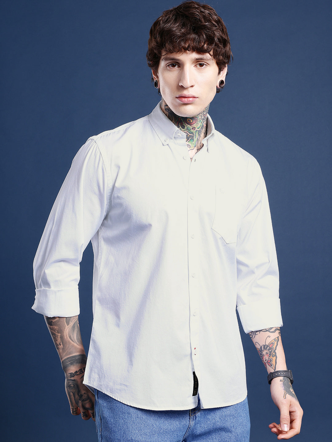 White Full Sleeve Pure Cotton Shirt