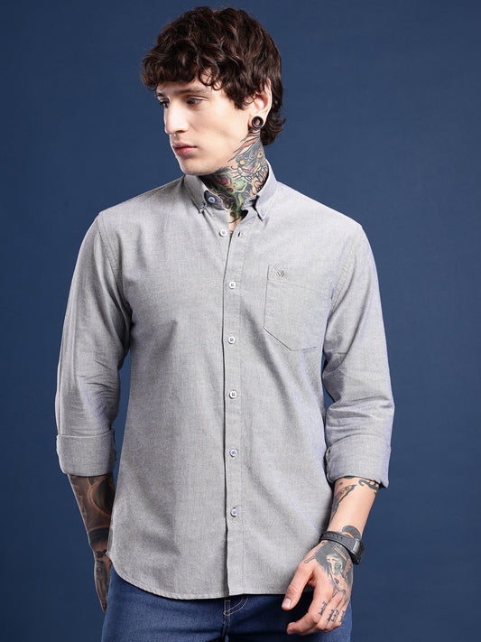 Black Full Sleeve Chambray Cotton Shirt