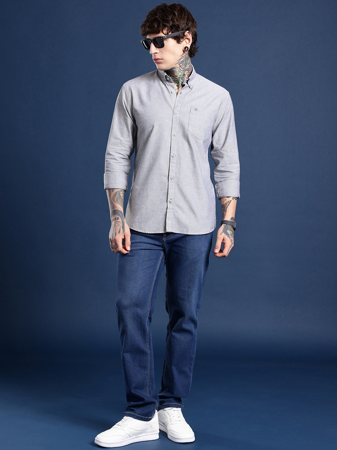 Black Full Sleeve Chambray Cotton Shirt