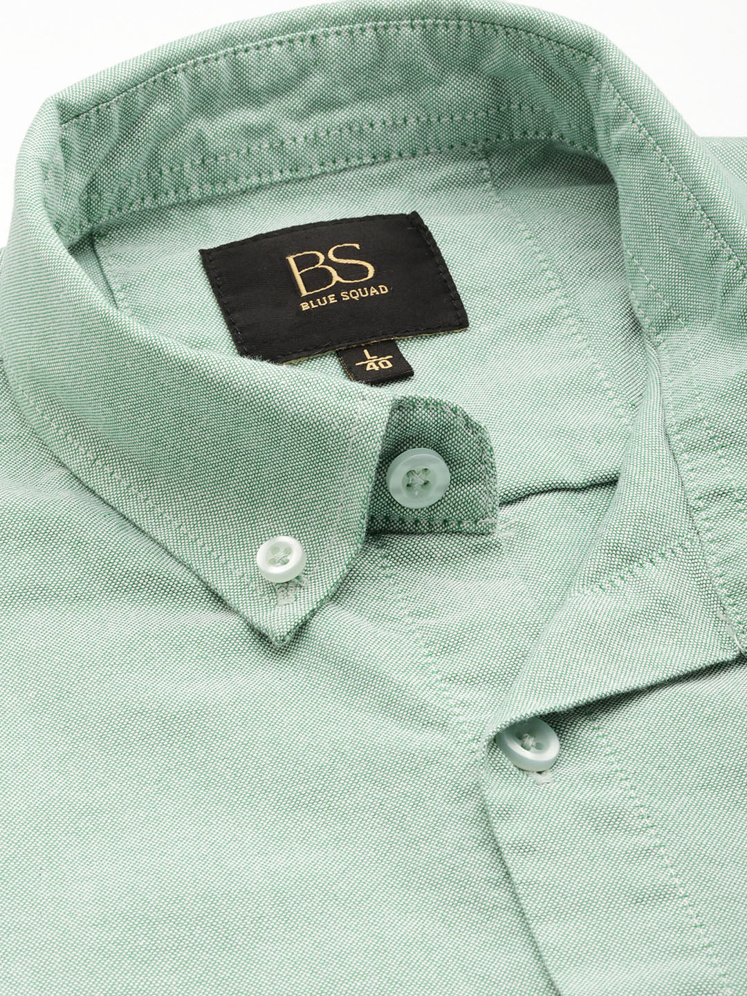Green Full Sleeve Chambray Cotton Shirt