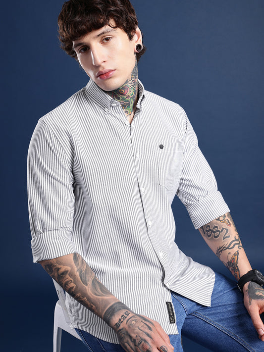 Black Full Sleeve Chambray Cotton Shirt