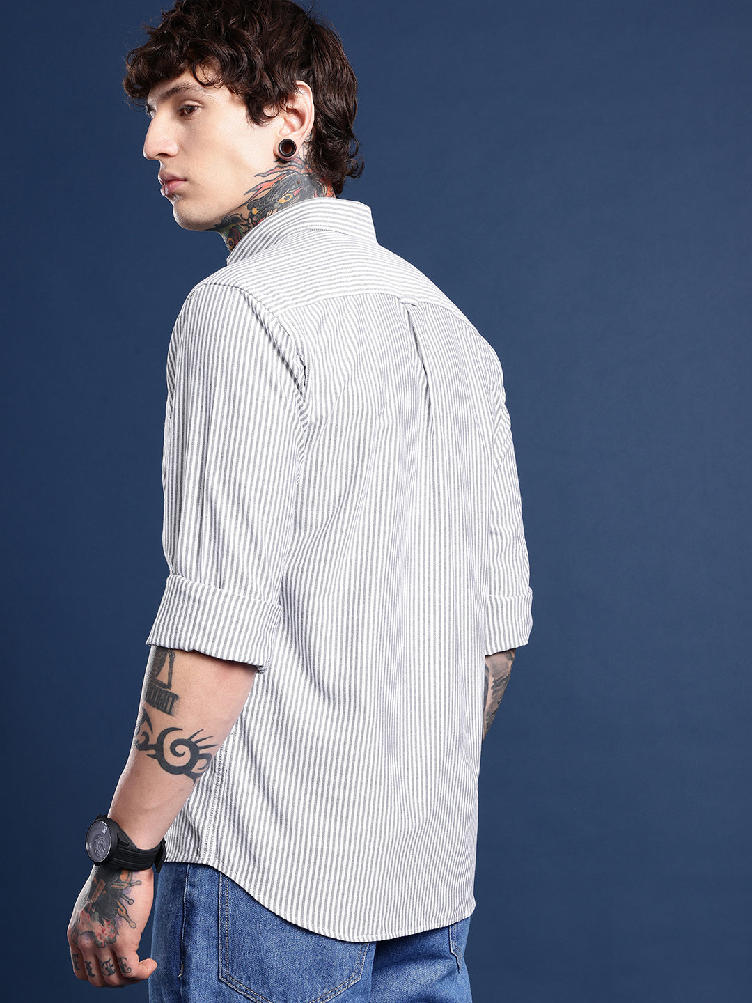 Black Full Sleeve Chambray Cotton Shirt