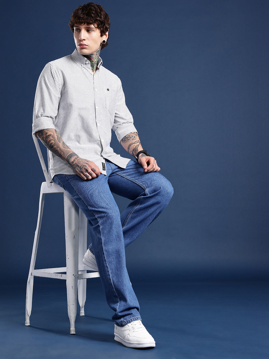 Black Full Sleeve Chambray Cotton Shirt