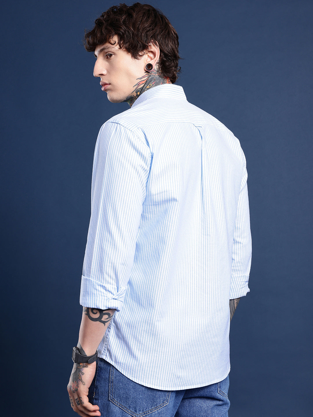 Blue Full Sleeve Chambray Cotton Shirt