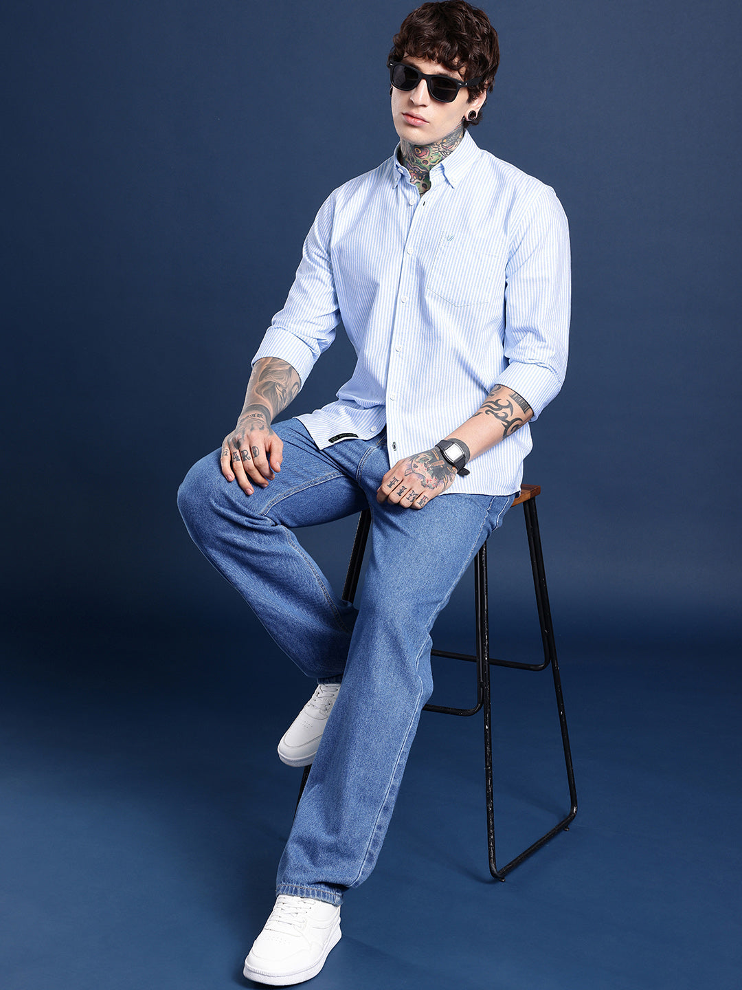 Blue Full Sleeve Chambray Cotton Shirt