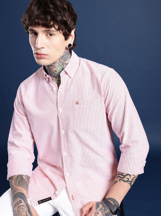 Maroon Full Sleeve Chambray Cotton Shirt