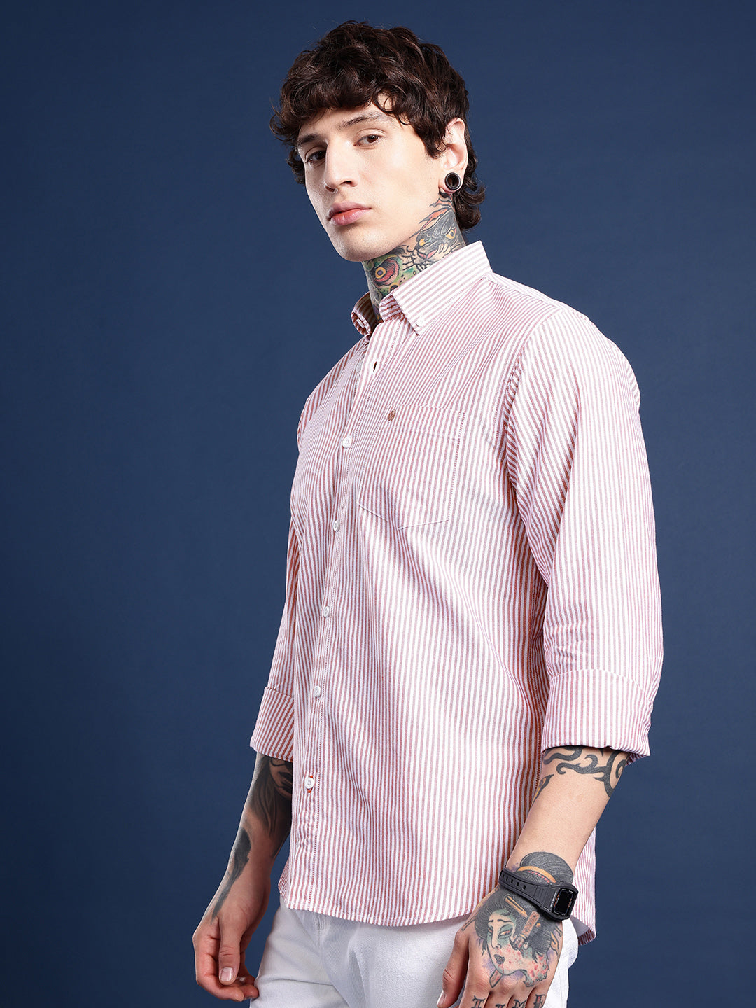 Maroon Full Sleeve Chambray Cotton Shirt