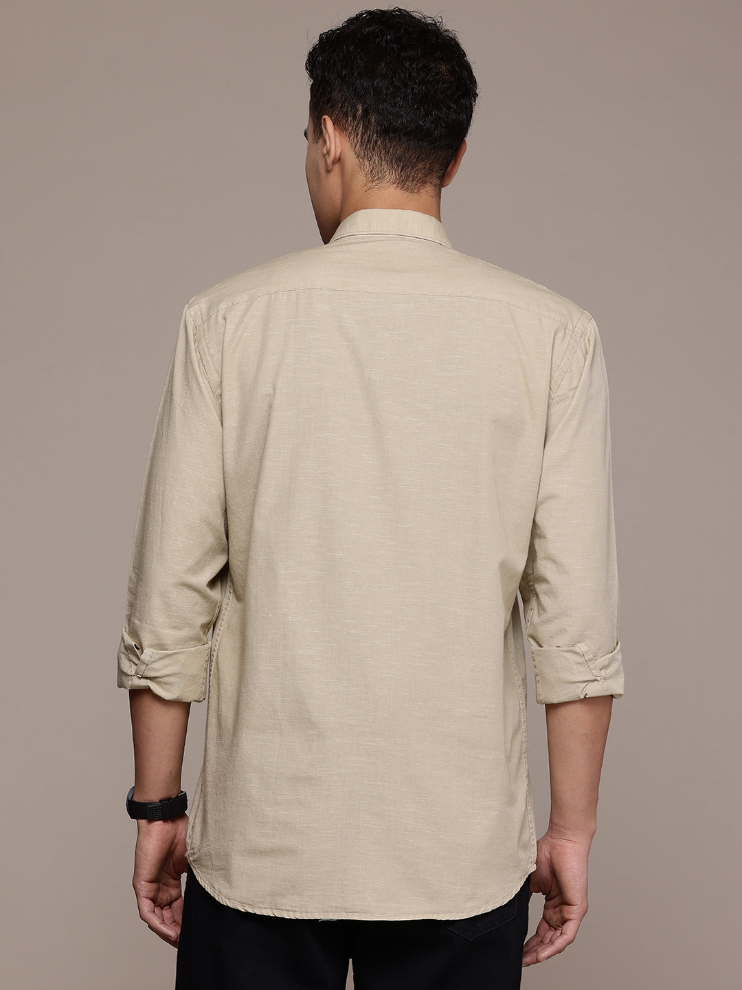 Beige Full Sleeve Cotton Linen Shirt