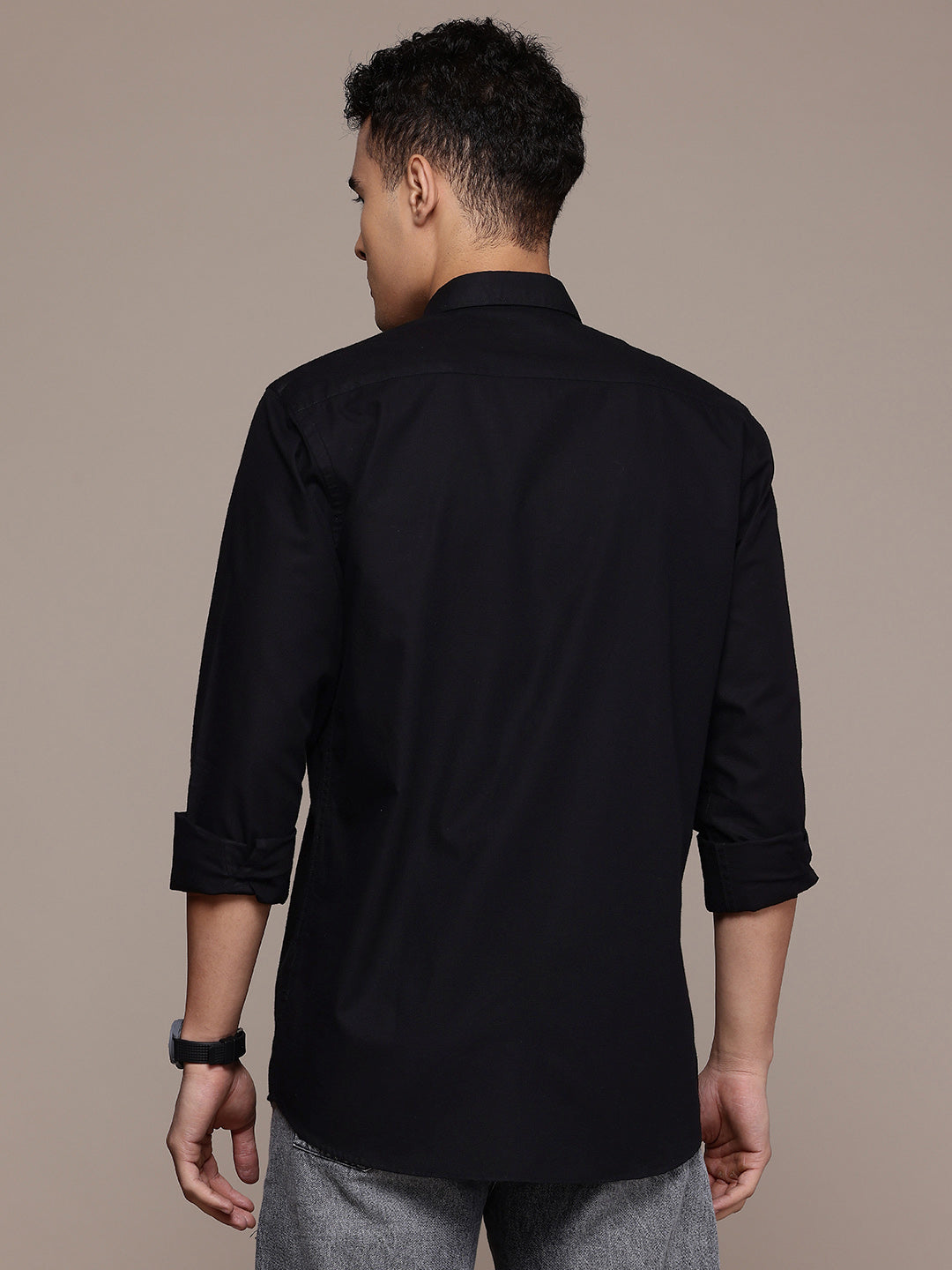 Black Full Sleeve Cotton Linen Shirt
