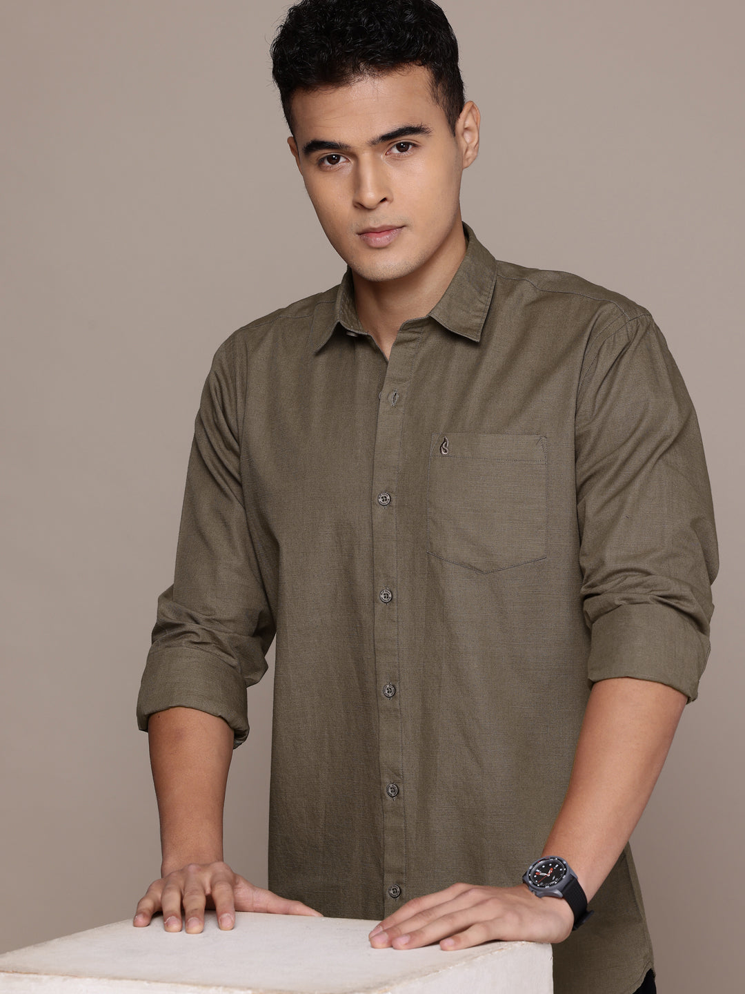 Brown Full Sleeve Cotton Linen Shirt