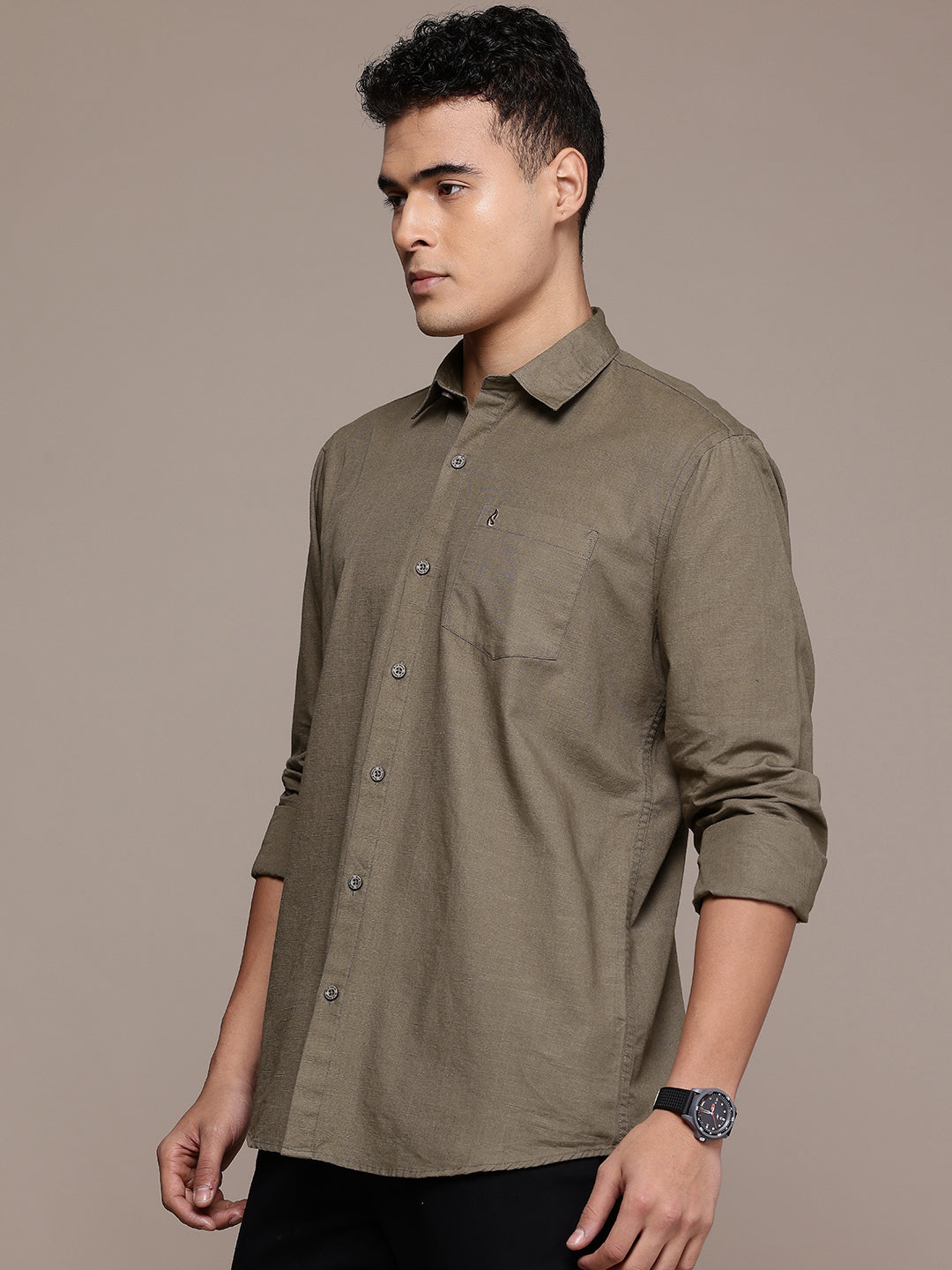 Brown Full Sleeve Cotton Linen Shirt