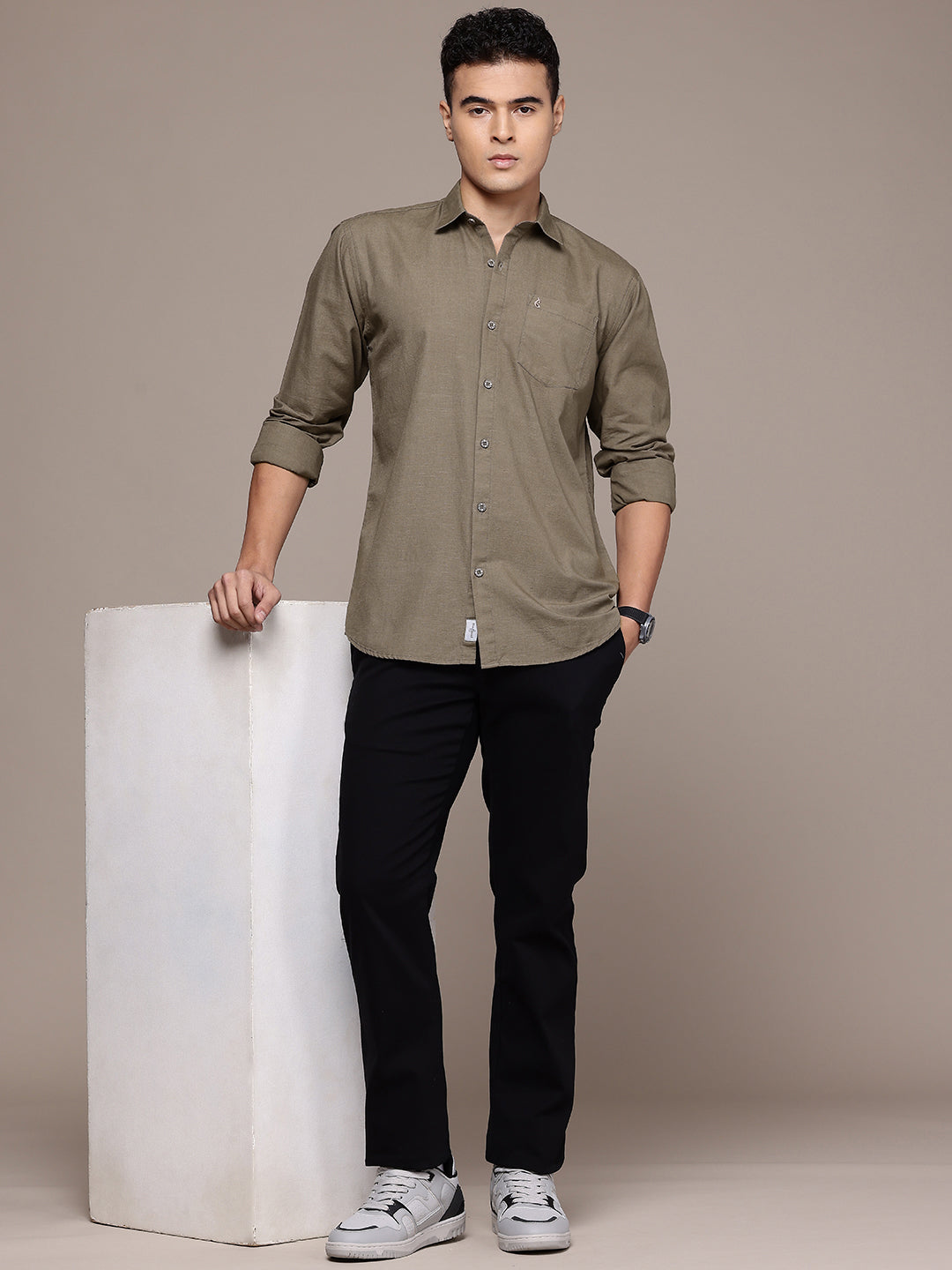 Brown Full Sleeve Cotton Linen Shirt