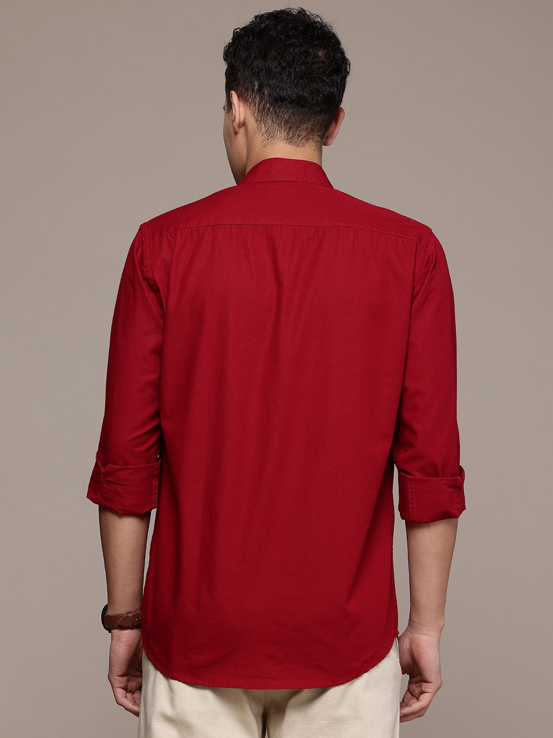 Carmine Maroon Full Sleeve Cotton Linen Shirt