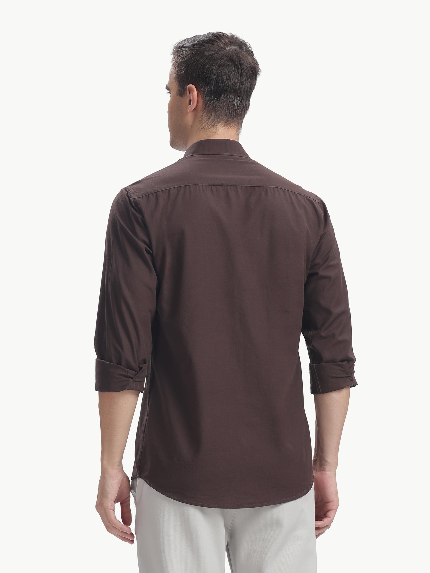 Coffee Full Sleeve Cotton Linen Shirt