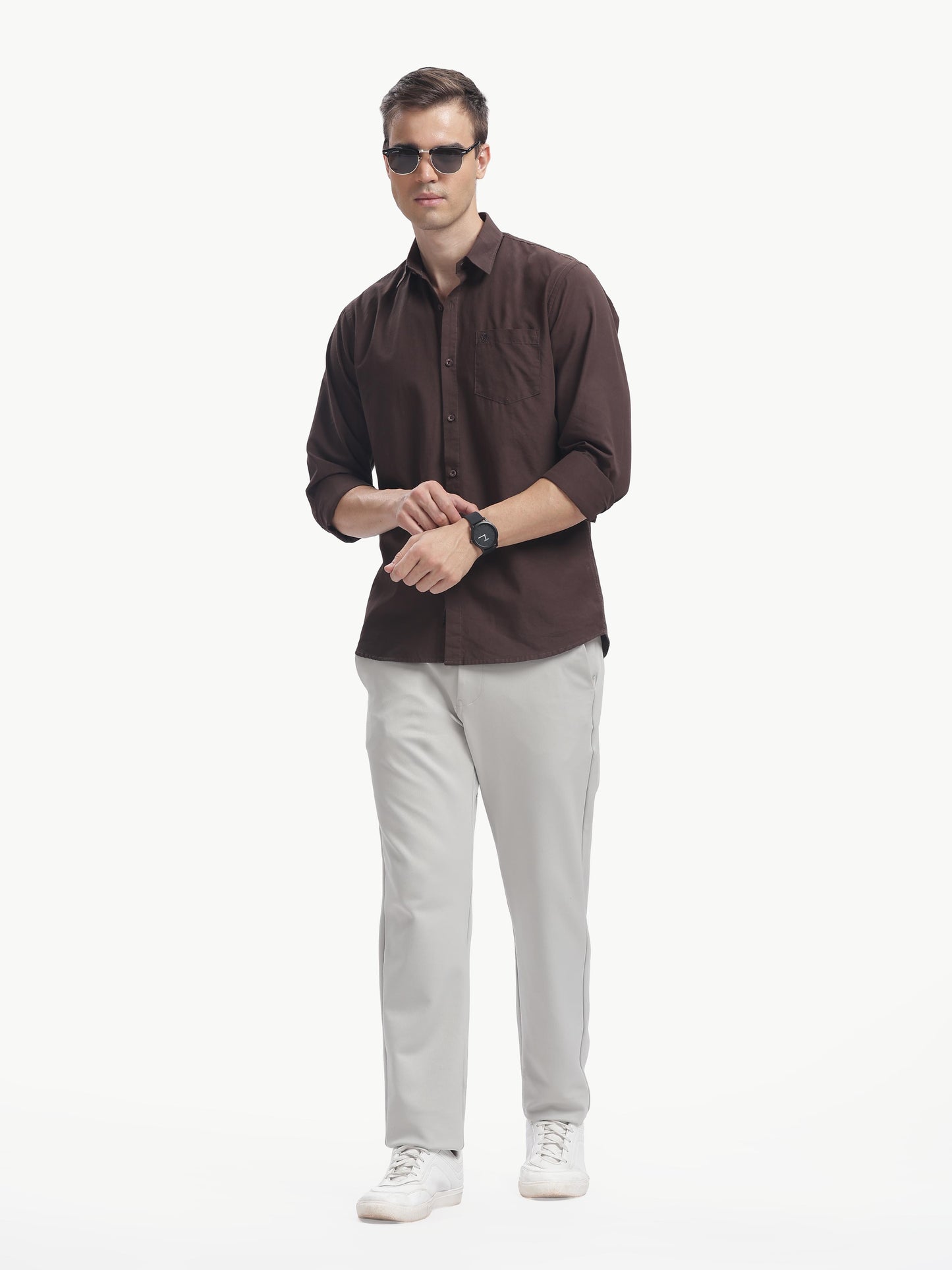 Coffee Full Sleeve Cotton Linen Shirt