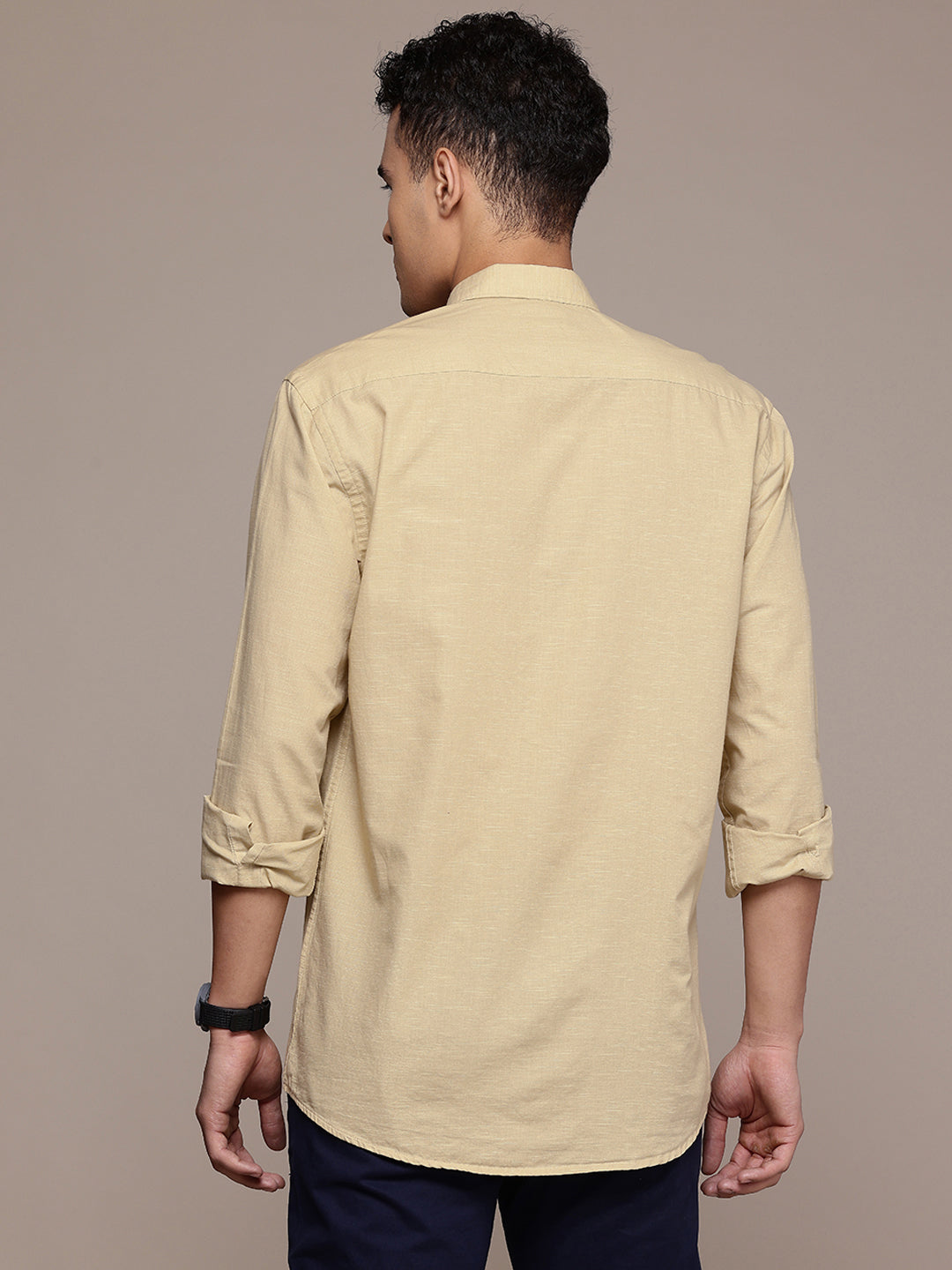 Cream Full Sleeve Cotton Linen Shirt