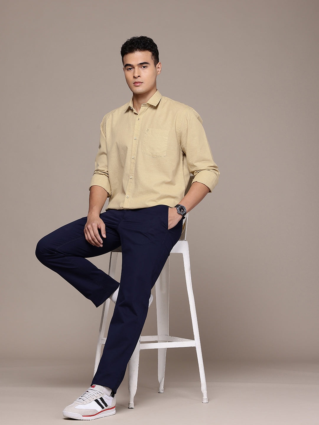 Cream Full Sleeve Cotton Linen Shirt