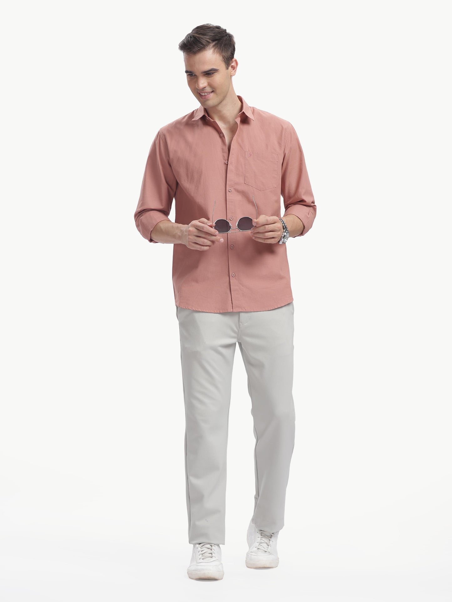 Dusty Pink Full Sleeve Cotton Linen Shirt