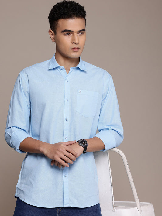 Light Blue Full Sleeve Cotton Linen Shirt