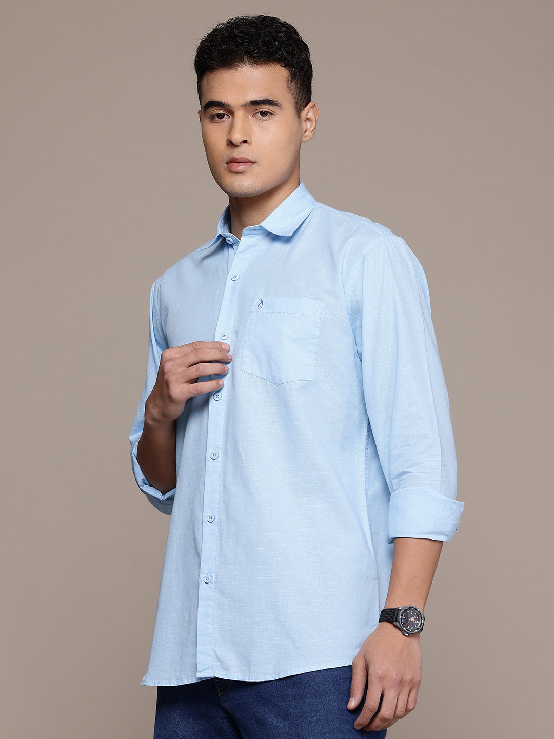 Light Blue Full Sleeve Cotton Linen Shirt