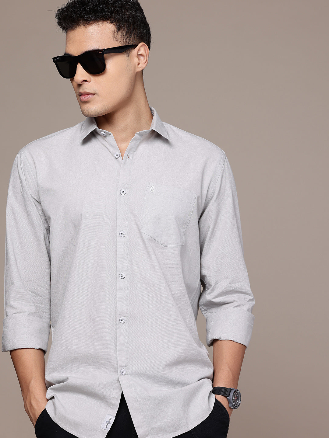 Light Grey Full Sleeve Cotton Linen Shirt