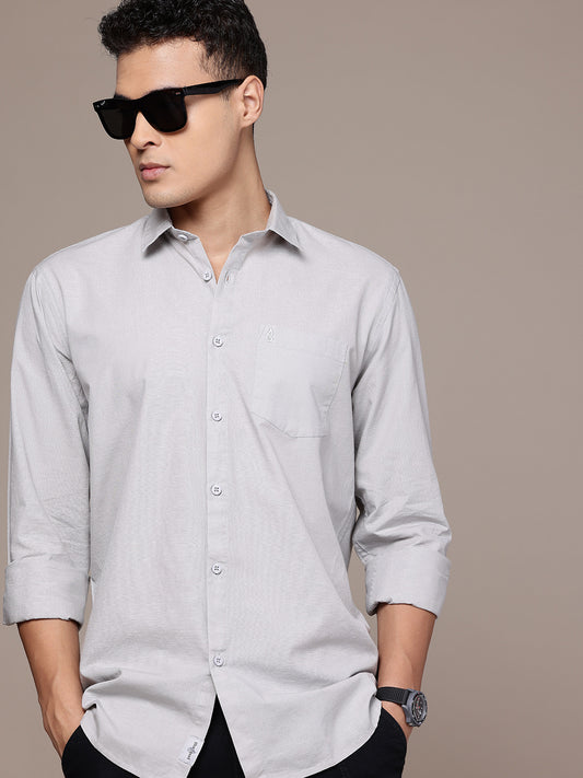 Light Grey Full Sleeve Cotton Linen Shirt