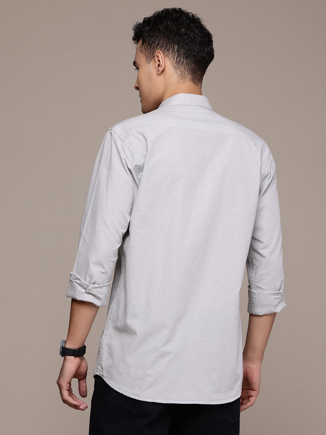 Light Grey Full Sleeve Cotton Linen Shirt
