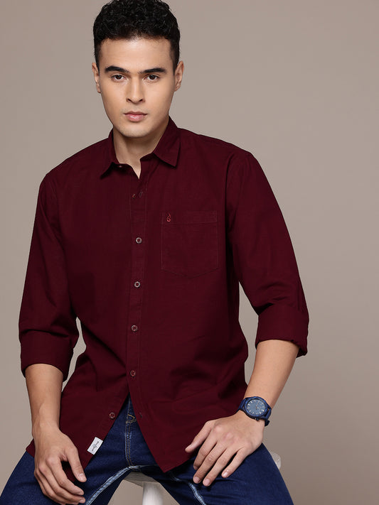 Maroon Full Sleeve Cotton Linen Shirt