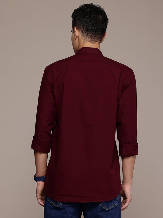 Maroon Full Sleeve Cotton Linen Shirt