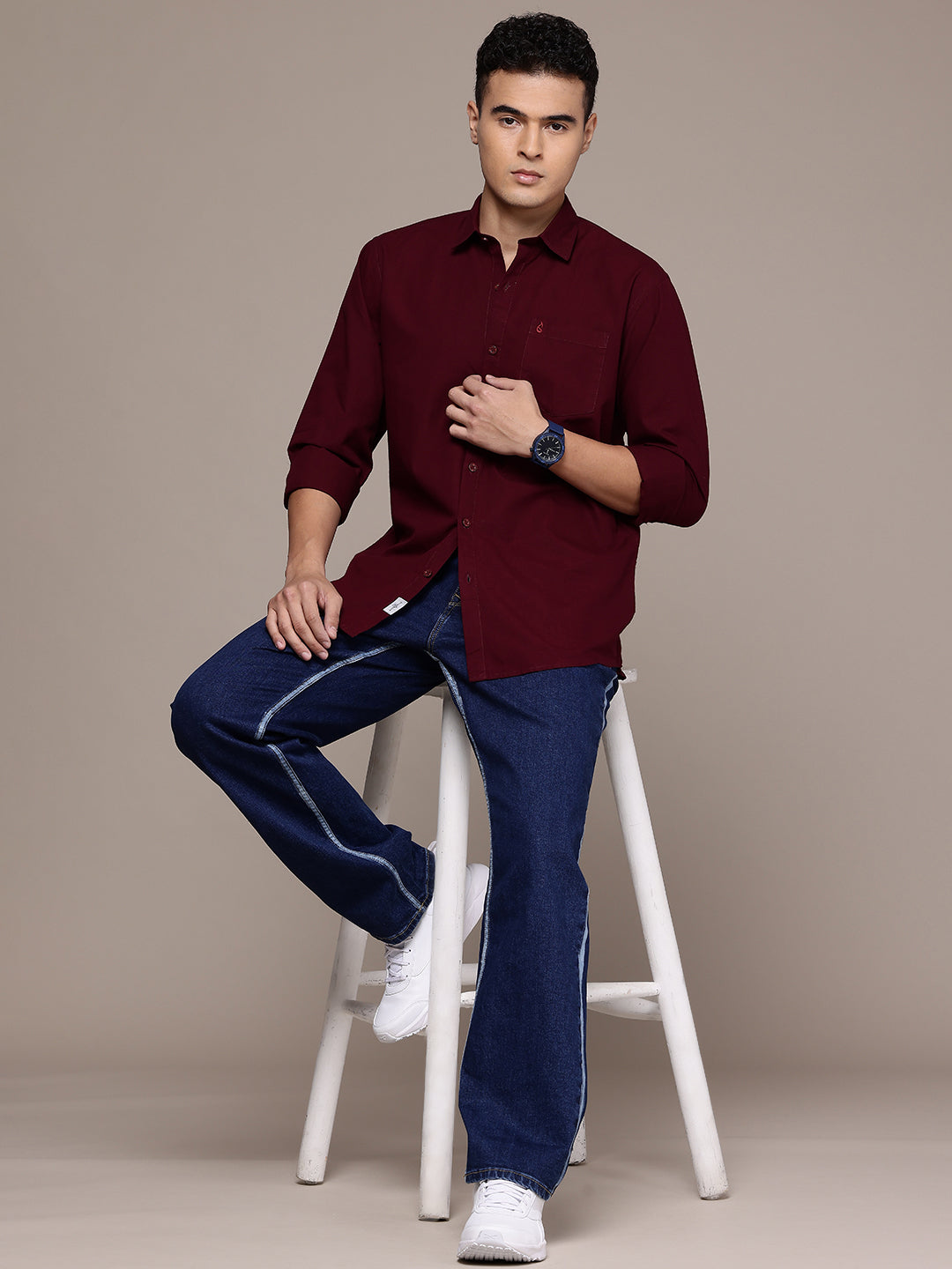 Maroon Full Sleeve Cotton Linen Shirt