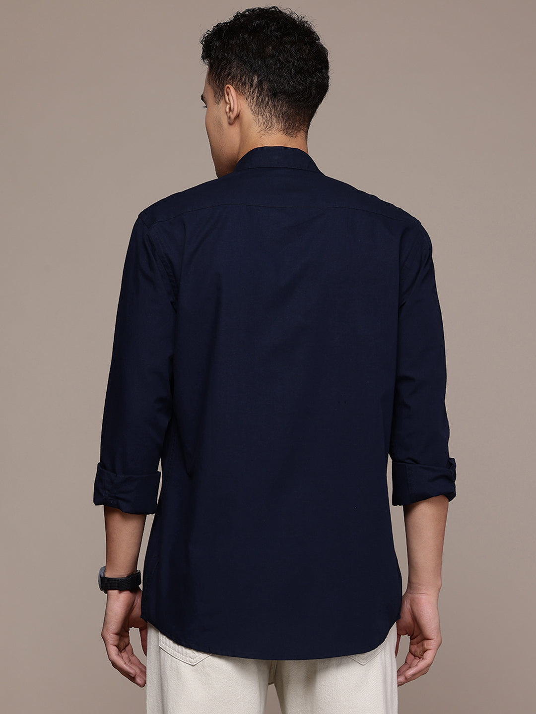 Navy Blue Full Sleeve Cotton Linen Shirt