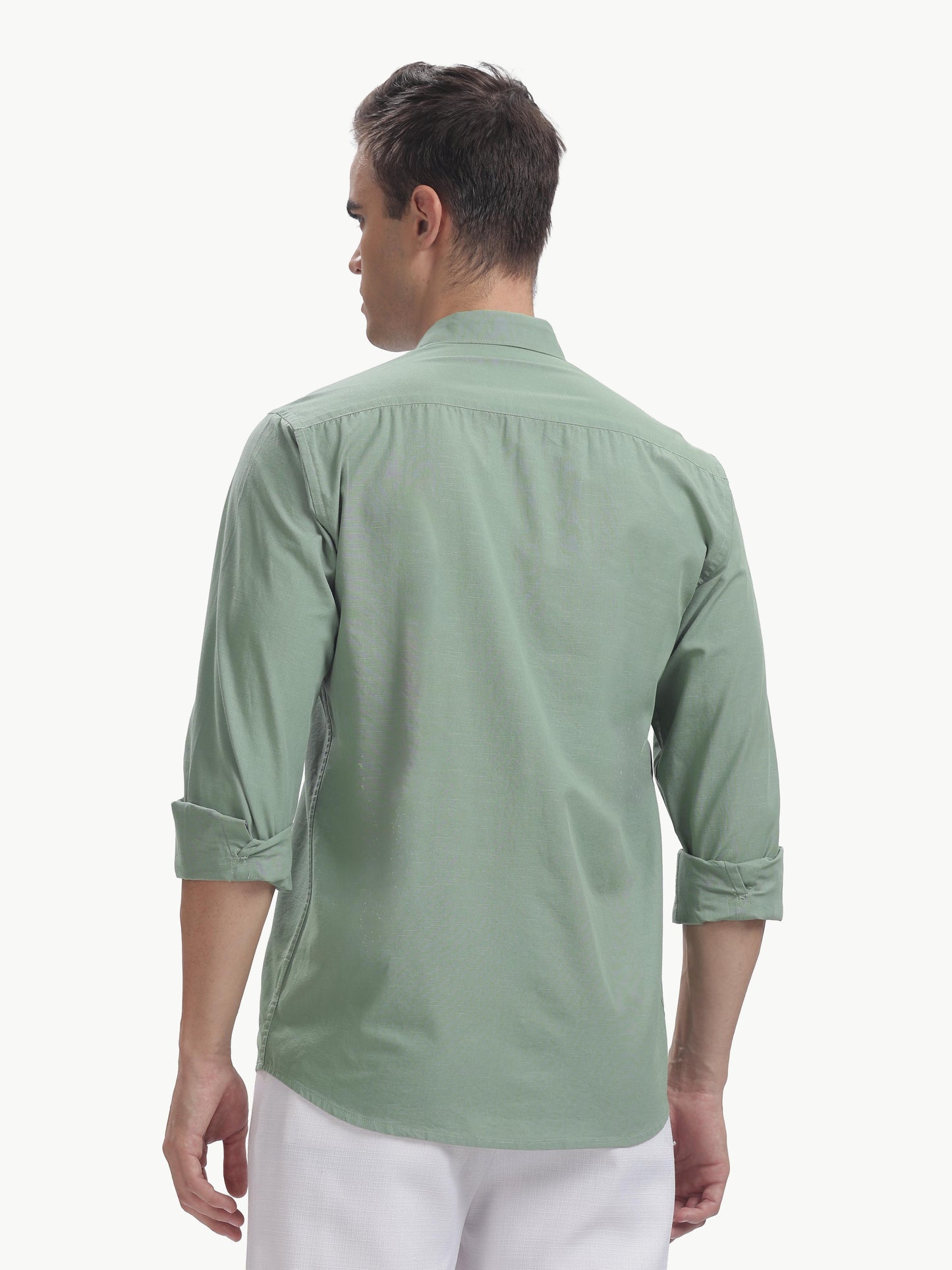 Olive Full Sleeve Cotton Linen Shirt
