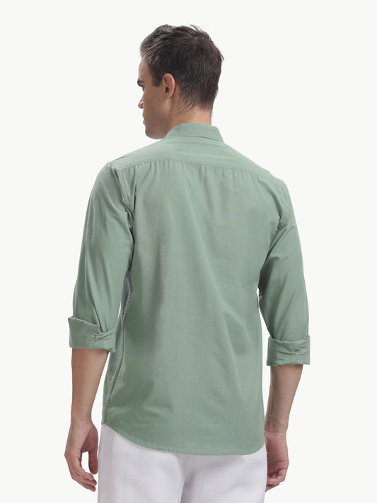 Olive Full Sleeve Cotton Linen Shirt