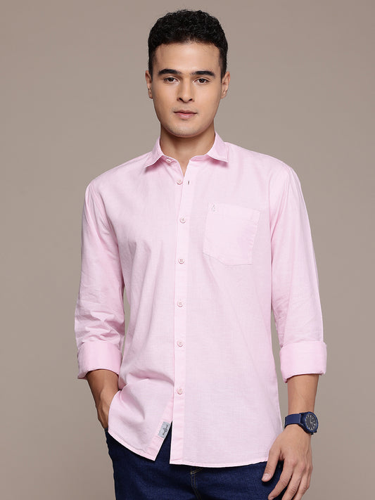 Pink Full Sleeve Cotton Linen Shirt