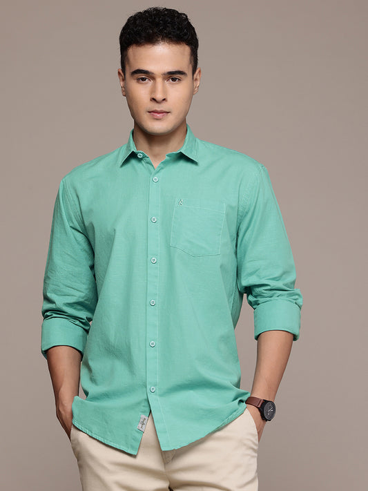 Sea Foam Blue Full Sleeve Cotton Linen Shirt