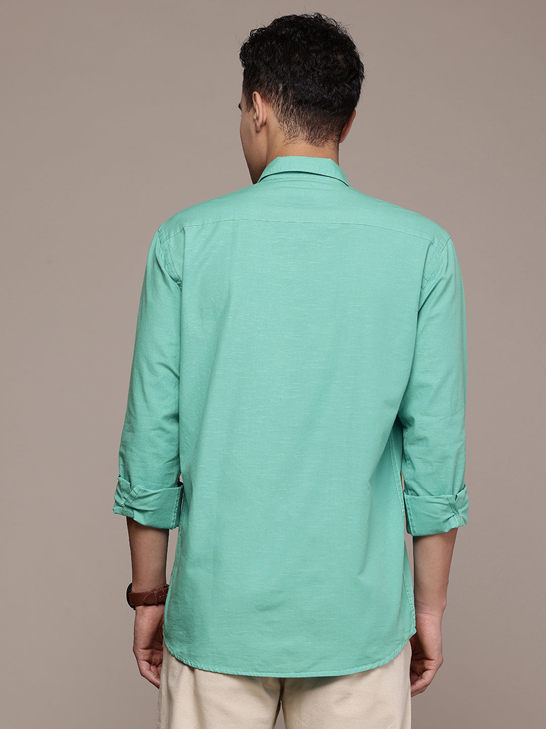 Sea Foam Blue Full Sleeve Cotton Linen Shirt