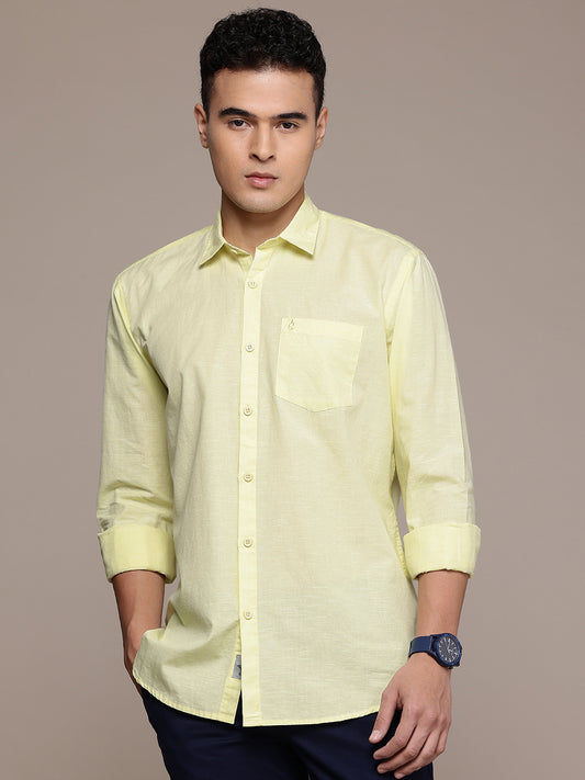 Yellow Full Sleeve Cotton Linen Shirt
