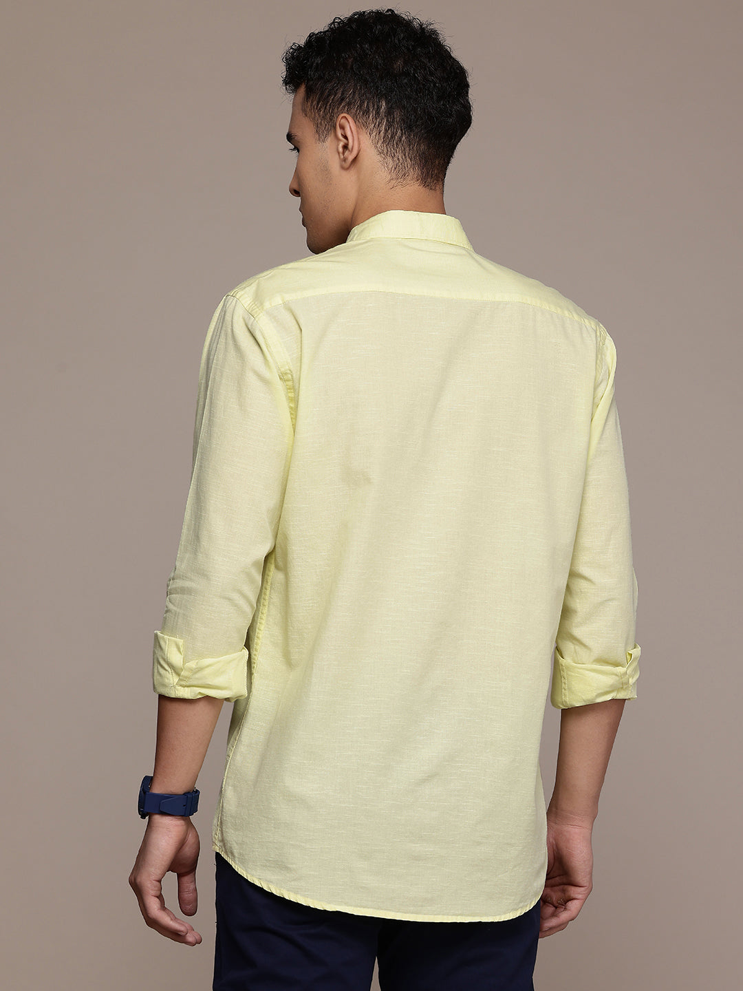 Yellow Full Sleeve Cotton Linen Shirt