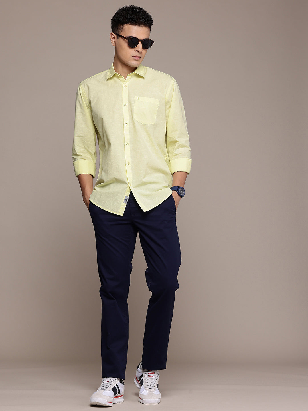 Yellow Full Sleeve Cotton Linen Shirt