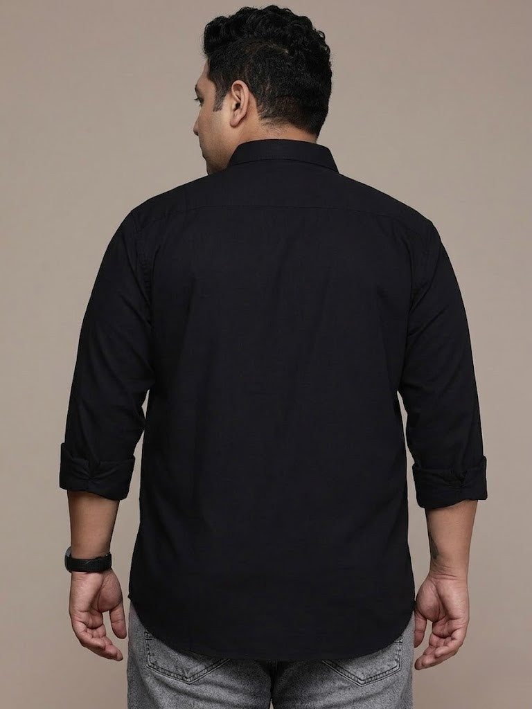 Black Full Sleeve Cotton Linen Shirt
